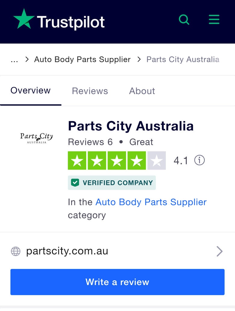 Parts City Australia Trustpilot Review