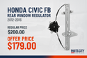 (Honda Civic FB Rear Window Regulator 2012-2016) Regular Price $200.00 Offer Price $179.00 On Parts City Australia