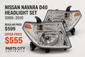 Nissan Navara D40 Headlight Set 2005-2010 On Parts City Australia