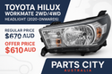 TOYOTA HILUX WORKMATE 2WD/4WD HEADLIGHT 2020-ONWARDS On Parts City Australia